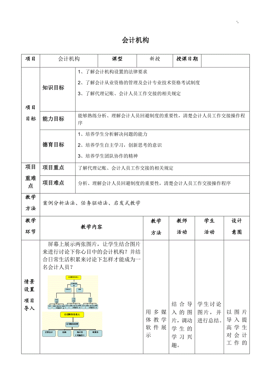 会计机构和会计人员电子教案课程(财经法规)_第1页