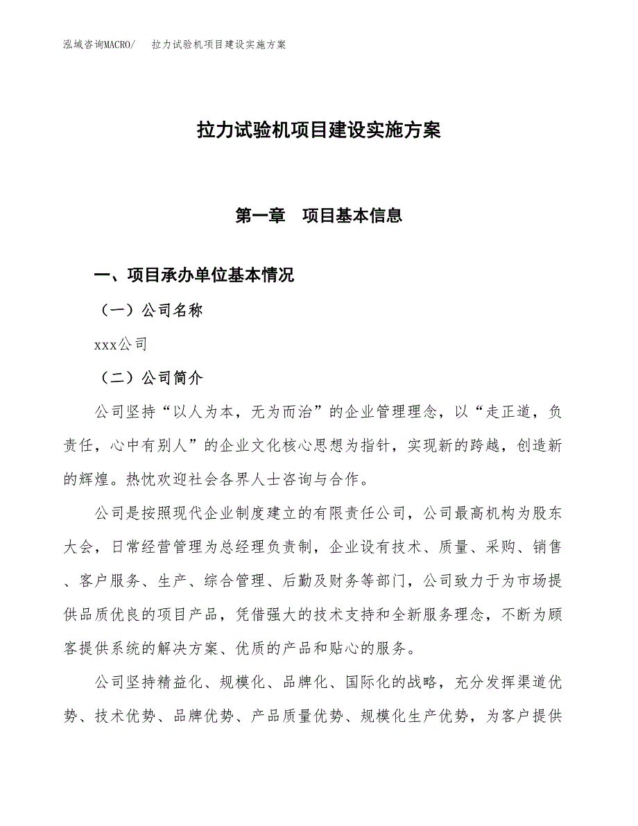 拉力试验机项目建设实施方案.docx_第1页