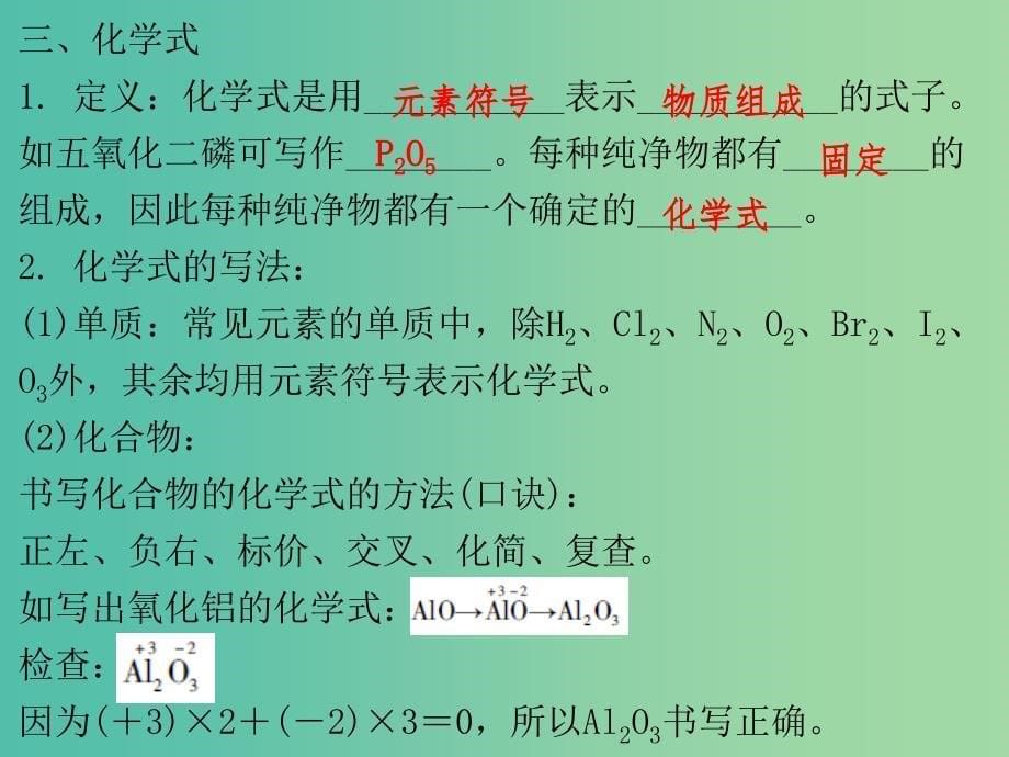 中考化学总复习 第二部分 物质构成的奥秘 第三节 化学用语、化学式和化合价课件_第5页
