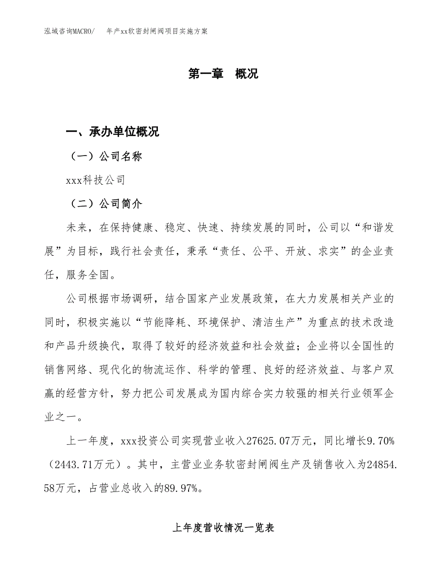 年产xx软密封闸阀项目实施方案模板.docx_第1页