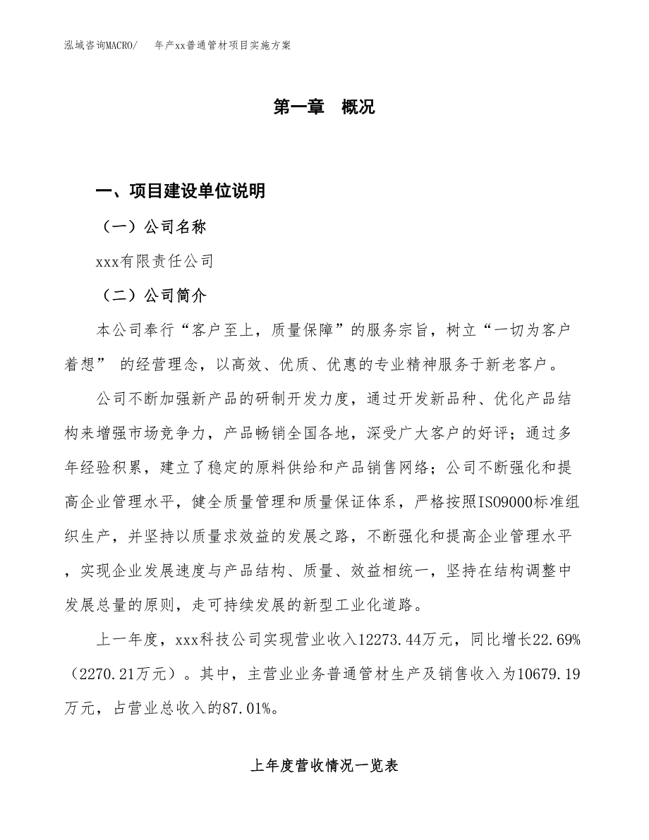 年产xx普通管材项目实施方案模板.docx_第1页