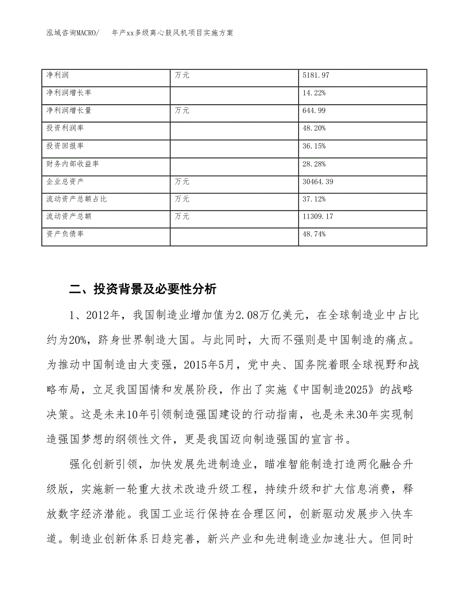 年产xx多级离心鼓风机项目实施方案模板.docx_第3页