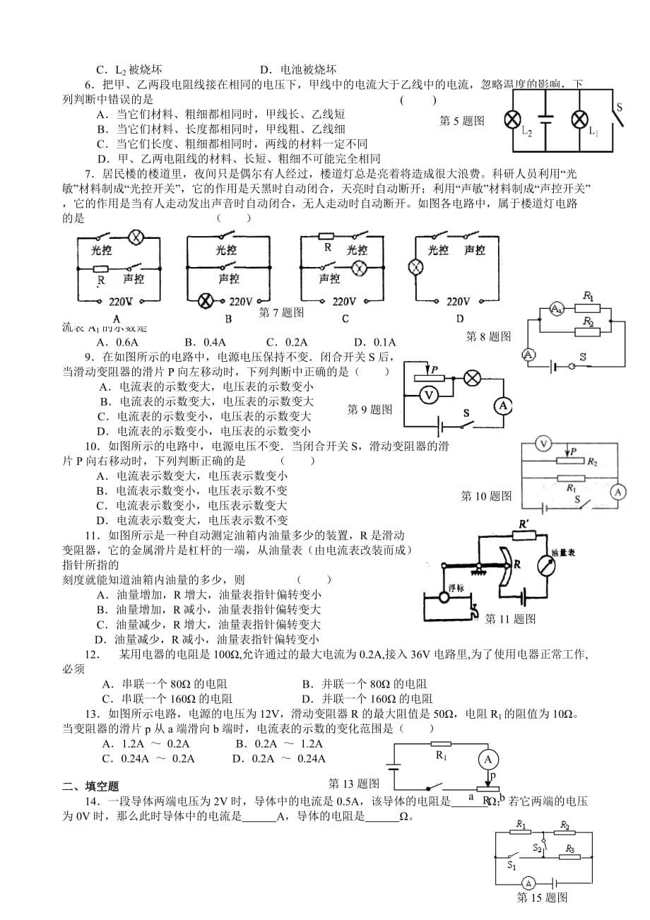 中考复习--电路初探和欧姆定律_第5页