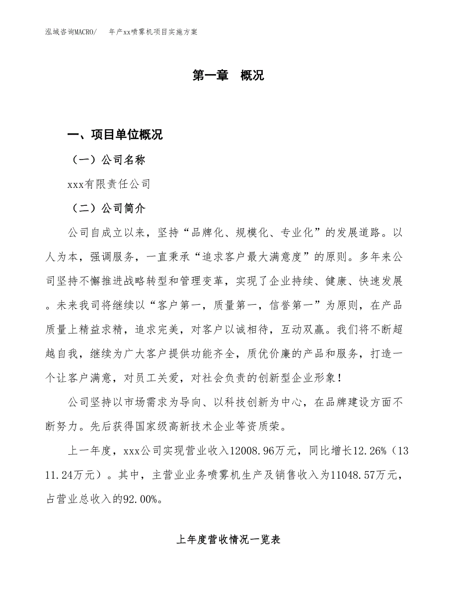 年产xx喷雾机项目实施方案模板.docx_第1页