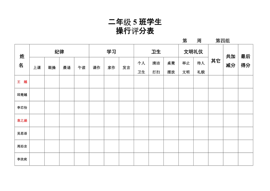 二年级5班学生操行评分表资料_第4页