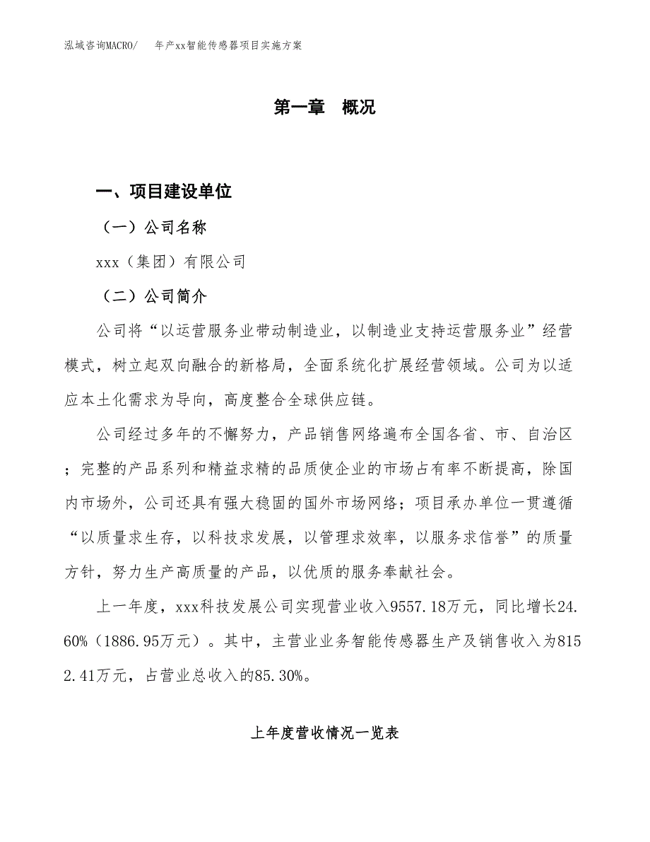 年产xx智能传感器项目实施方案模板.docx_第1页