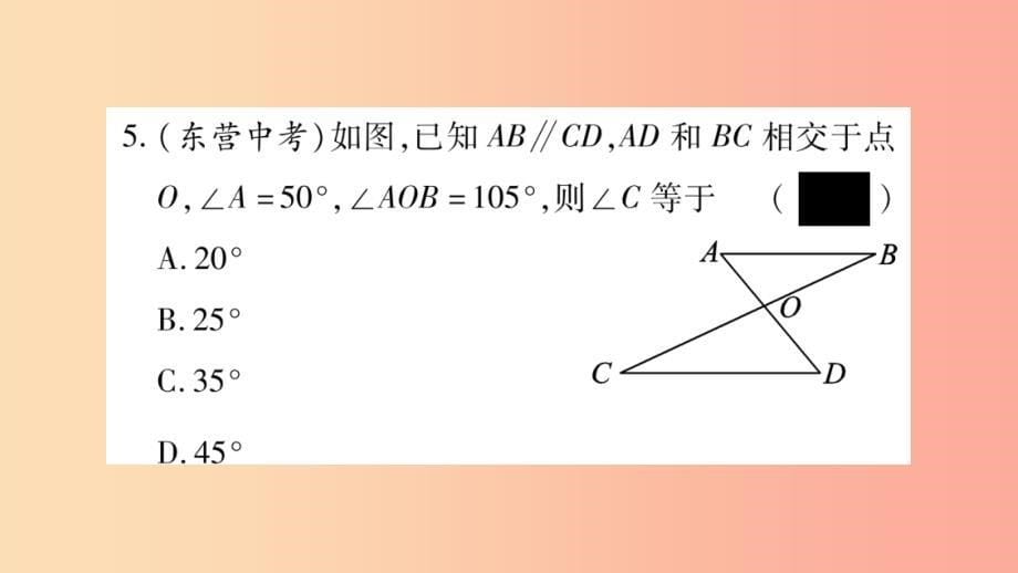 八年级数学上册 第2章 三角形 2.1 三角形 第3课时 三角形的内角与外角习题课件 （新版）湘教版_第5页