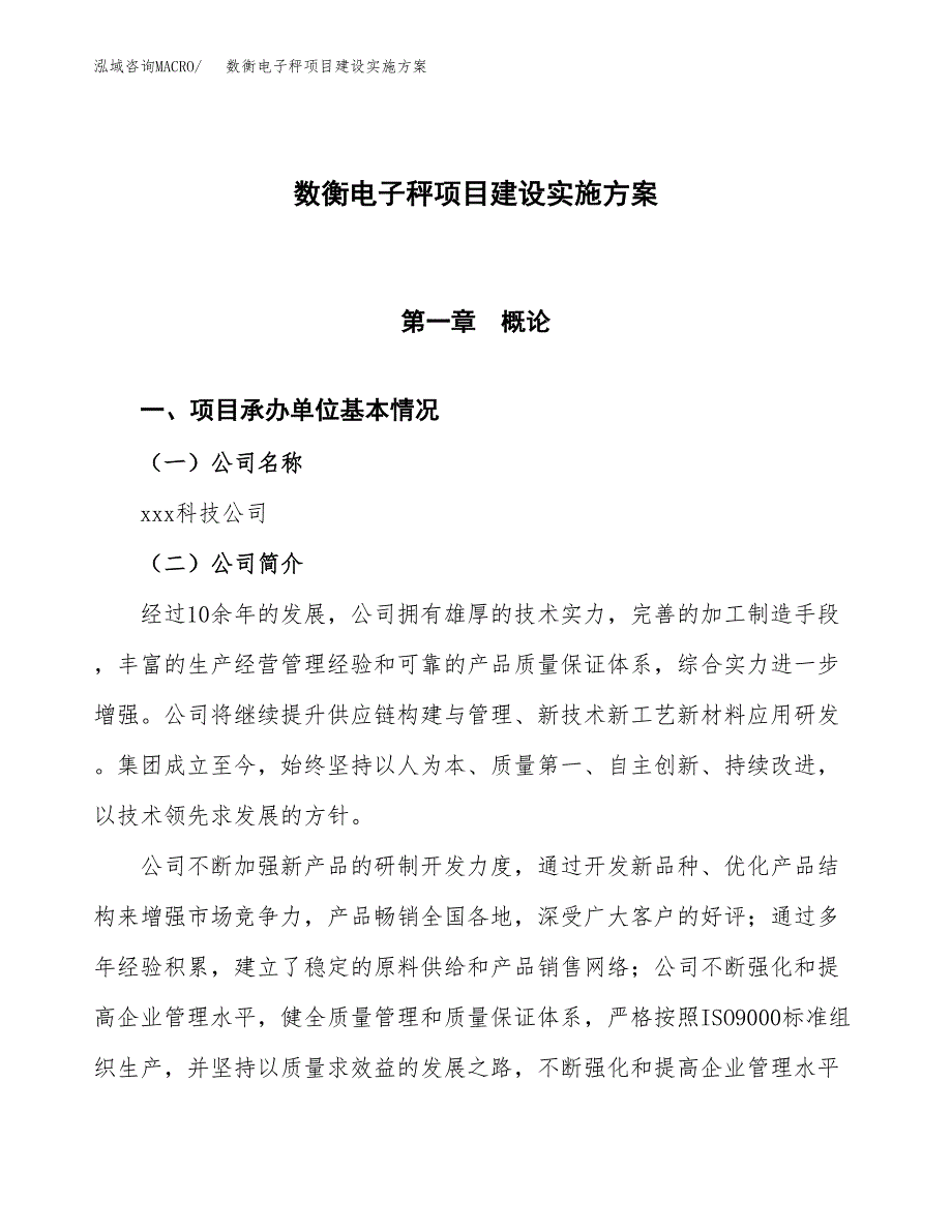 数衡电子秤项目建设实施方案.docx_第1页