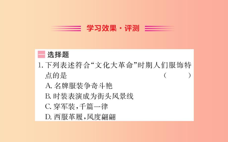 八年级历史下册 第六单元 科技文化与社会生活 6.19一课一练习题课件新人教版_第2页