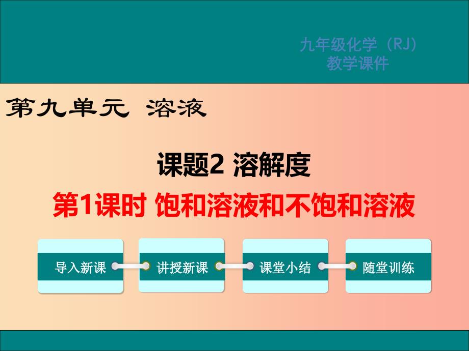 2019春九年级化学下册 第九单元 溶液 课题2 溶解度 第1课时 饱和溶液与不饱和溶液教学课件新人教版_第1页