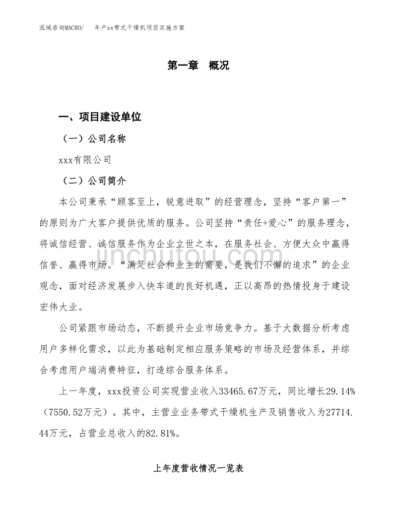 年产xx带式干燥机项目实施方案模板.docx_第1页