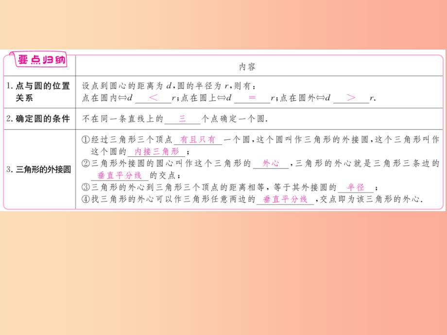 九年级数学下册 第27章 圆 27.2 与圆有关的位置关系 27.2.1 点与圆的位置关系练习课件 华东师大版_第2页