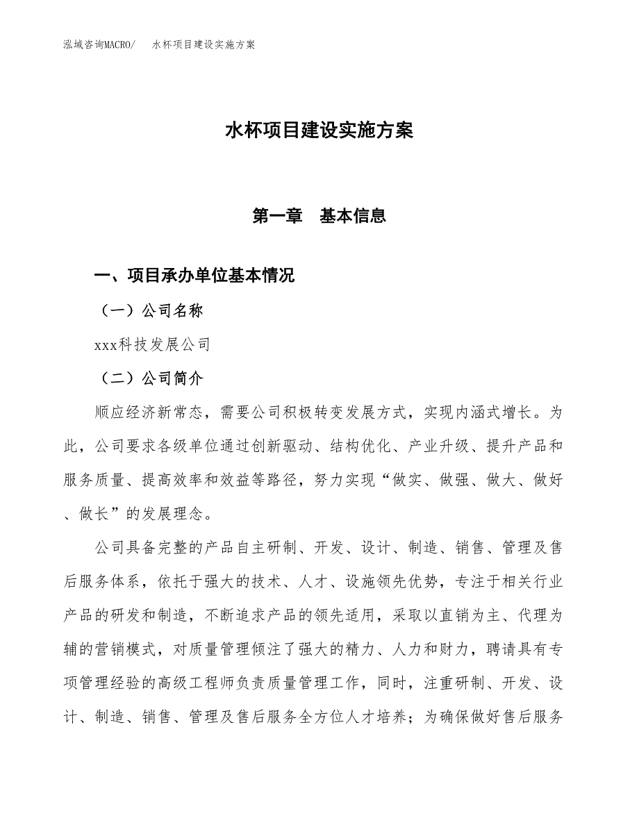 水杯项目建设实施方案.docx_第1页