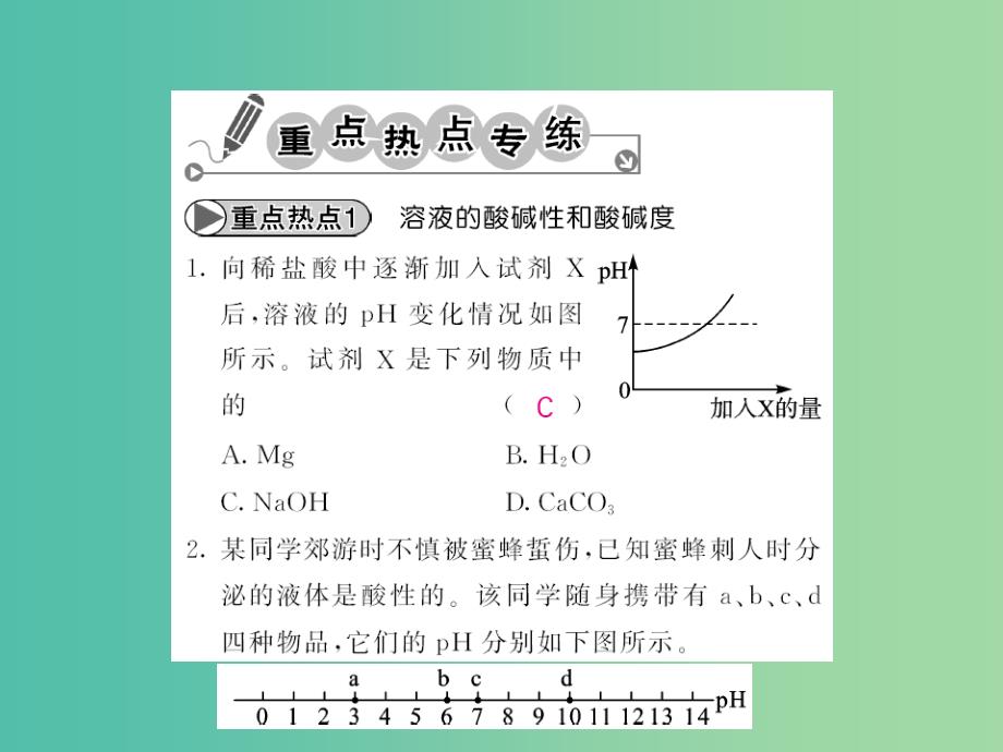 九年级化学下册 第十单元 酸和碱重点热点专练及易错易混专攻课件 新人教版_第2页