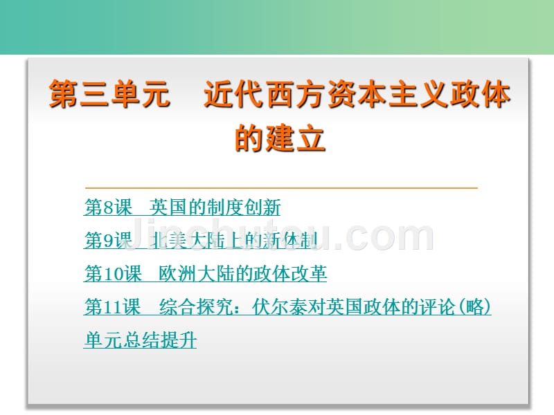 高中历史 第三单元 近代西方资本主义政体的建立课件 岳麓版必修1_第1页