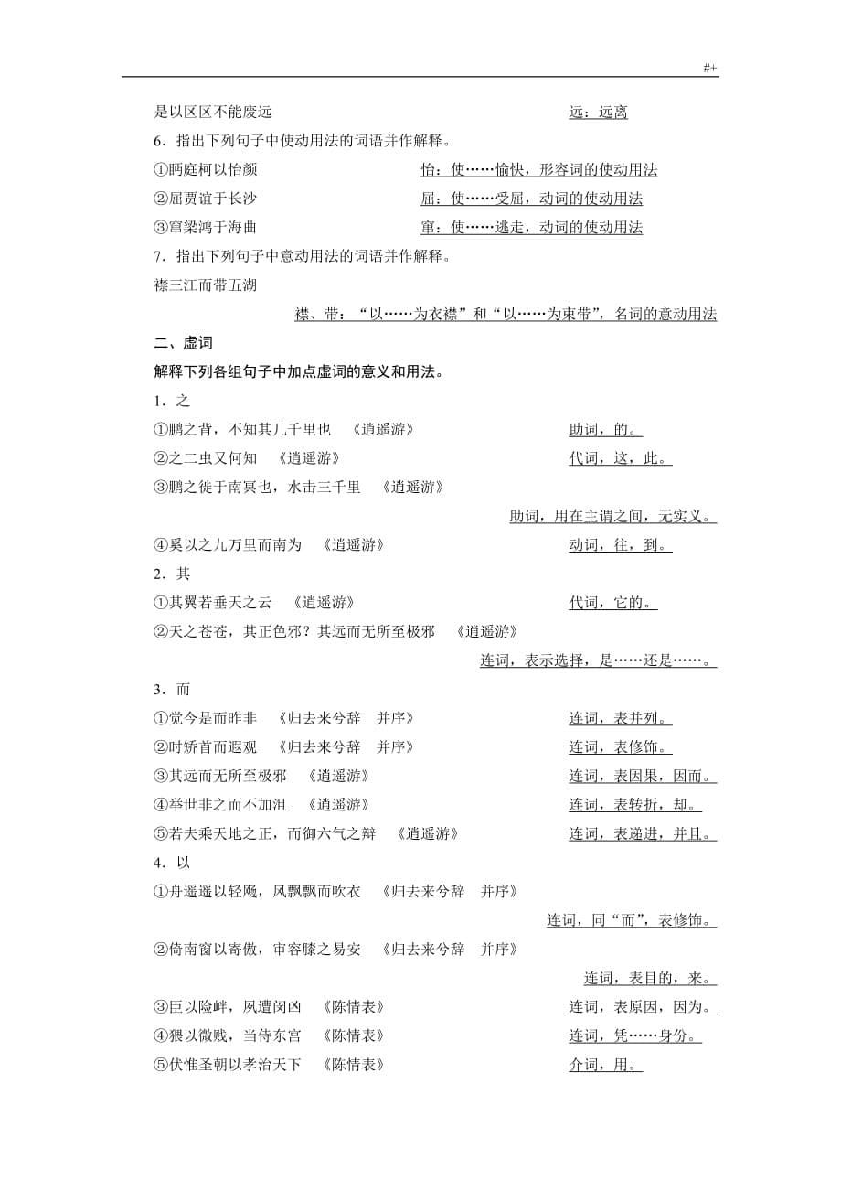 教材汇编文言文知识材料梳理(人教出版必修5)_第5页