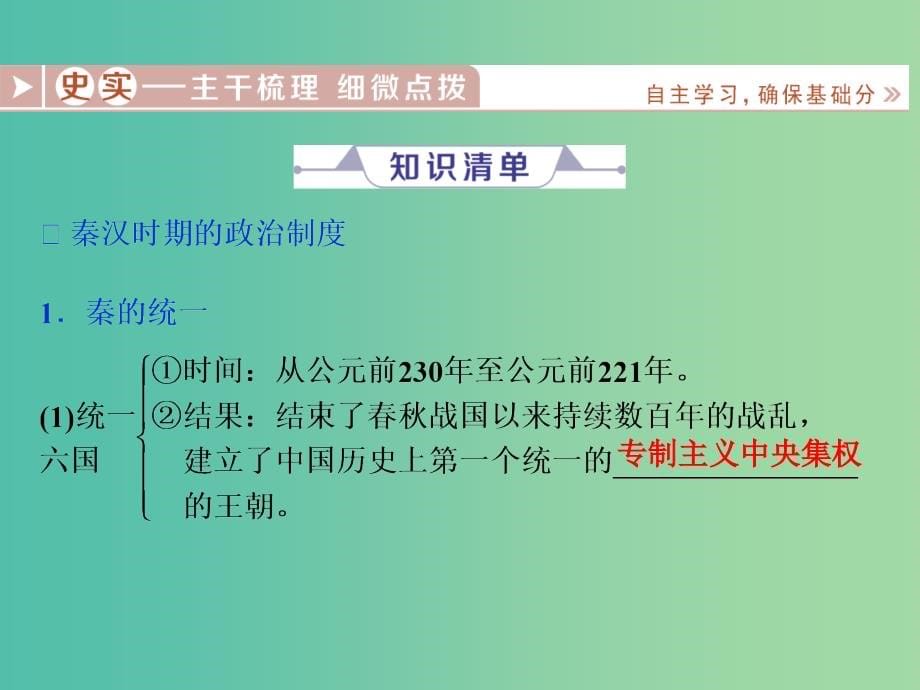 高考历史总复习第一部分古代中国专题二古代中华文明的形成-秦汉第1课时秦汉时期的政治经济课件_第5页