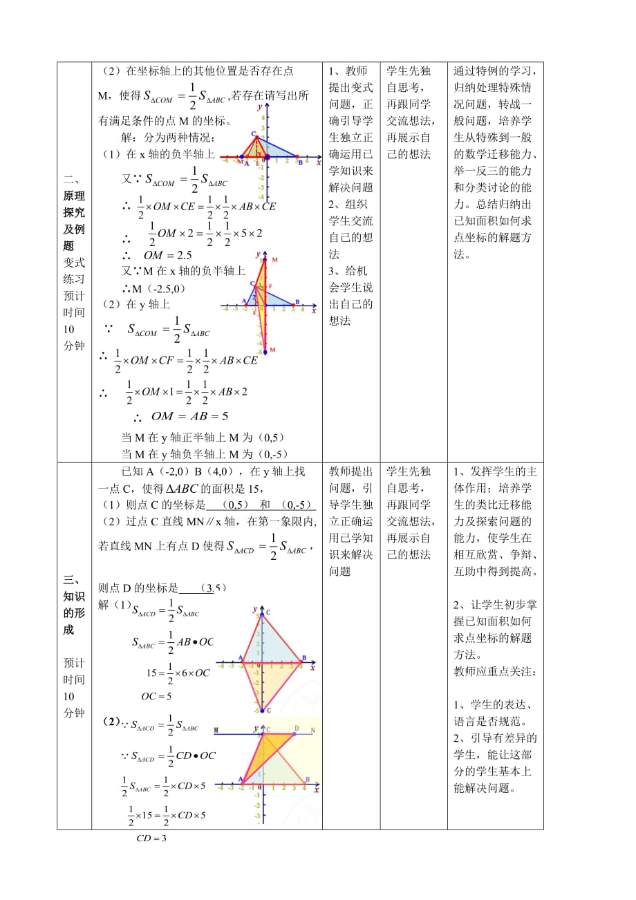 （教育精品）直角坐标系综合应用之： 根据三角形的面积求点的坐标_第3页