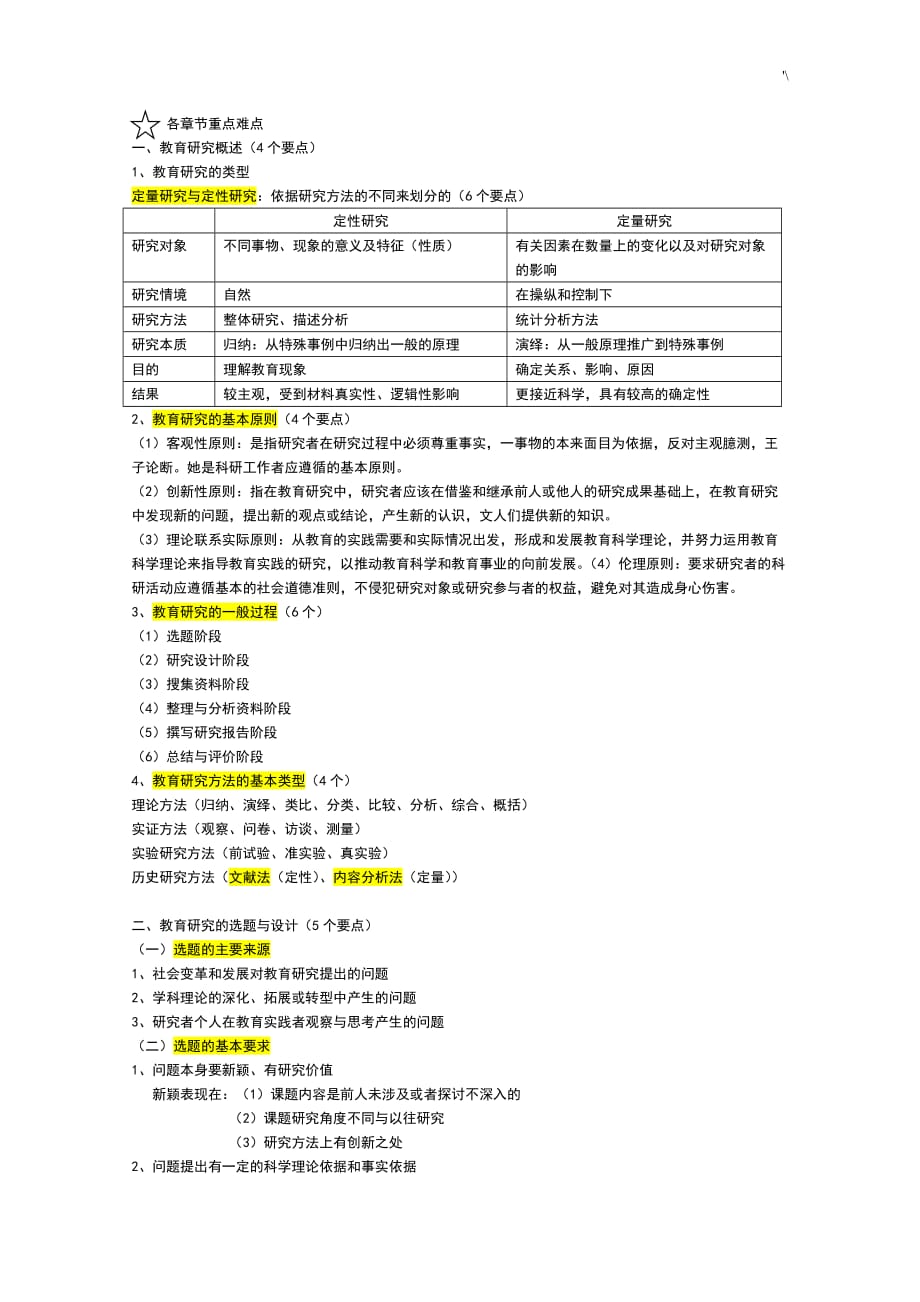 教育教学研究方法知识材料点重要材料_第1页