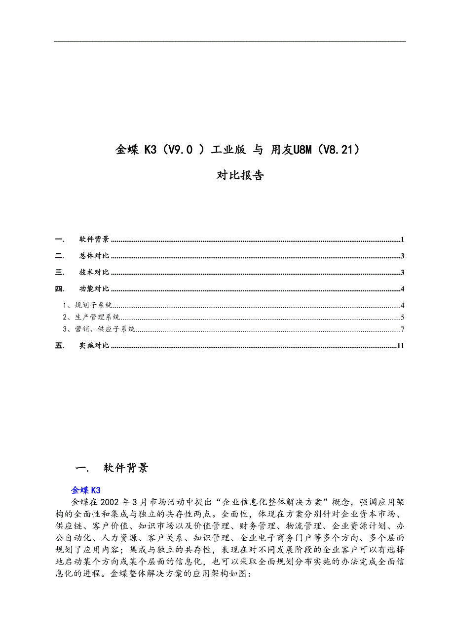 金蝶K3与用友U8的对比测试报告_第1页