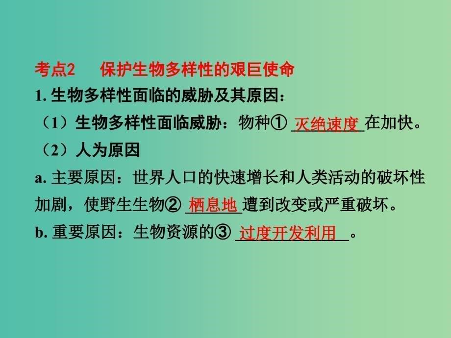 中考生物 第一部分 教材知识梳理 第5单元 第15章 生物多样性及其保护复习课件 苏教版_第5页