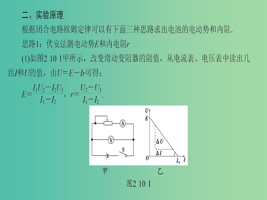 高中物理 第2章 恒定电流 10 实验 测定电池的电动势和内阻课件 新人教版选修3-1_第3页