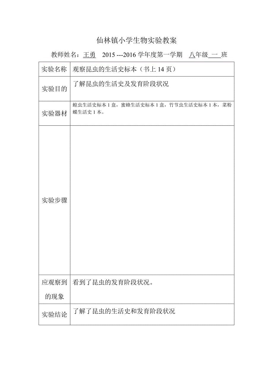 最新人教版八年级生物实验教案资料_第5页