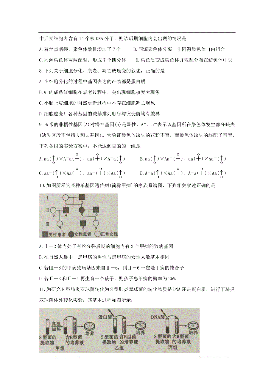 安徽省皖江名校联盟2020届高三生物第一次联考8月试题_第3页