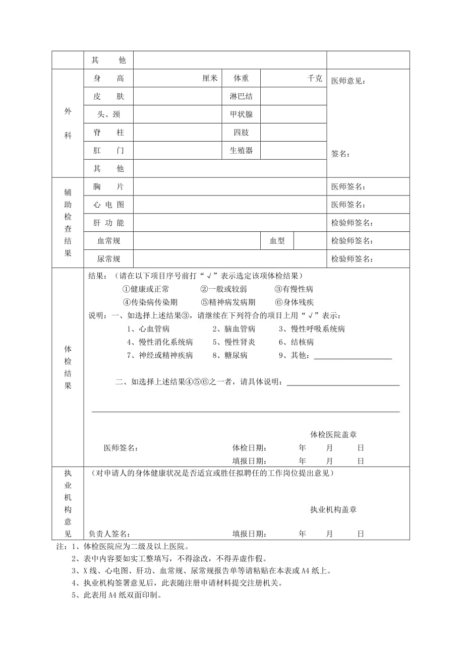 执业药师注册健康体检表资料_第2页