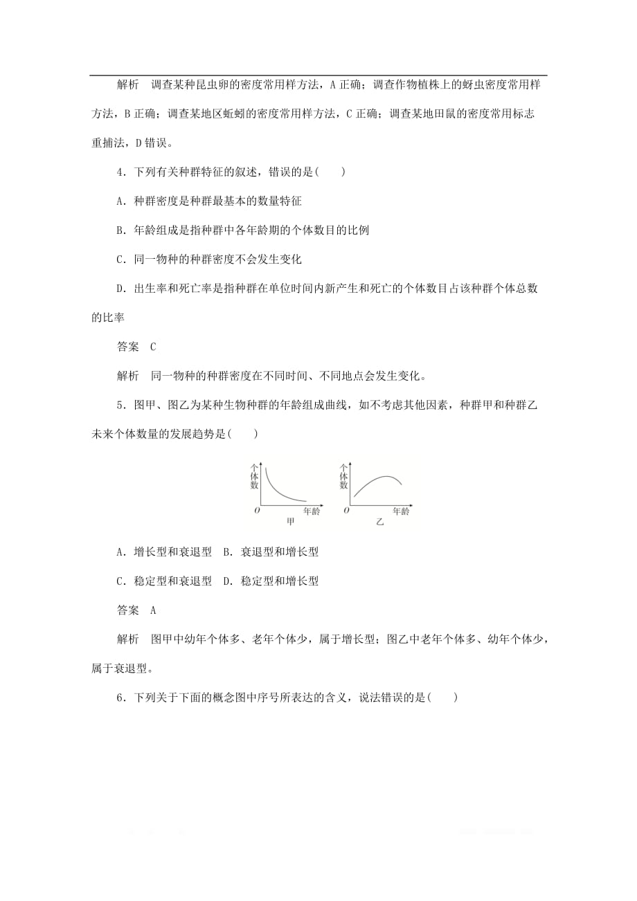 2019-2020学年高中生物4.1种群的特征作业与测评_第2页