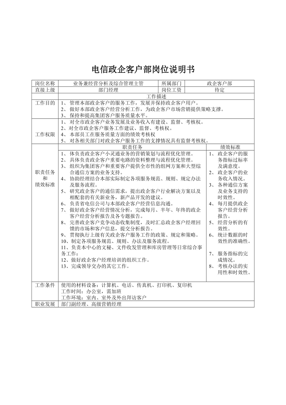 电信政企客户部岗位说明书资料_第3页