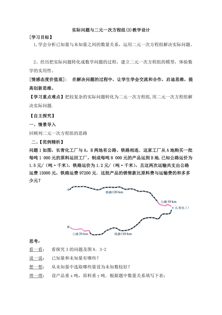 （教育精品）实际问题与二元一次方程组------运输问题_第1页