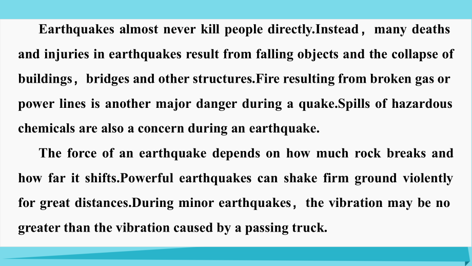 2016-2017学年高中英语 unit 4 earthquakes period one warming uppre-reading &amp; reading课件 新人教版必修1_第3页