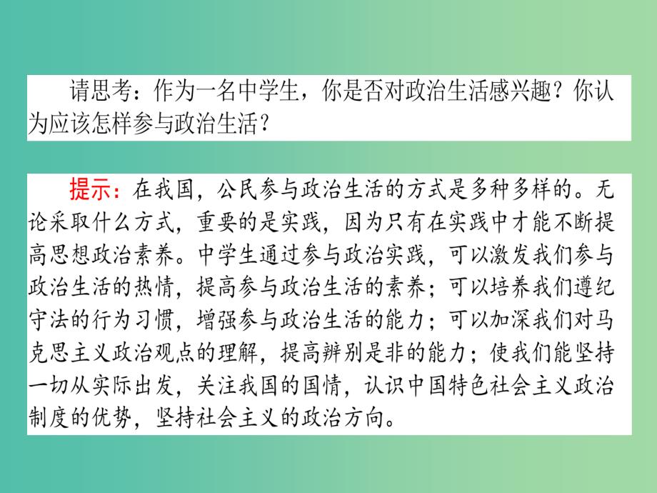 高中政治 第一课 生活在人民当家作主的国家（第3课时）政治生活-自觉参与课件 新人教版必修2_第4页