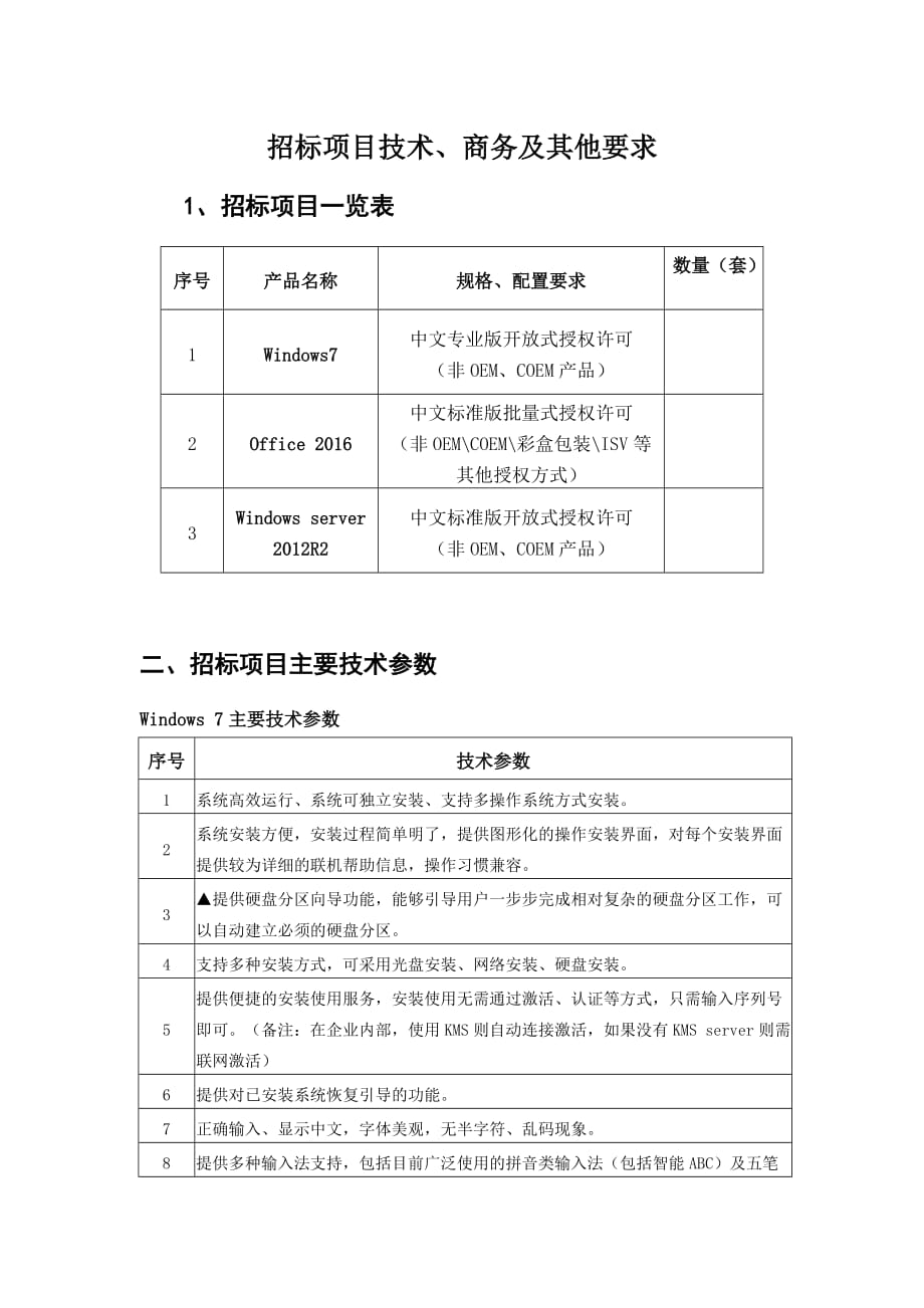 正版软件采购招标参数资料_第1页