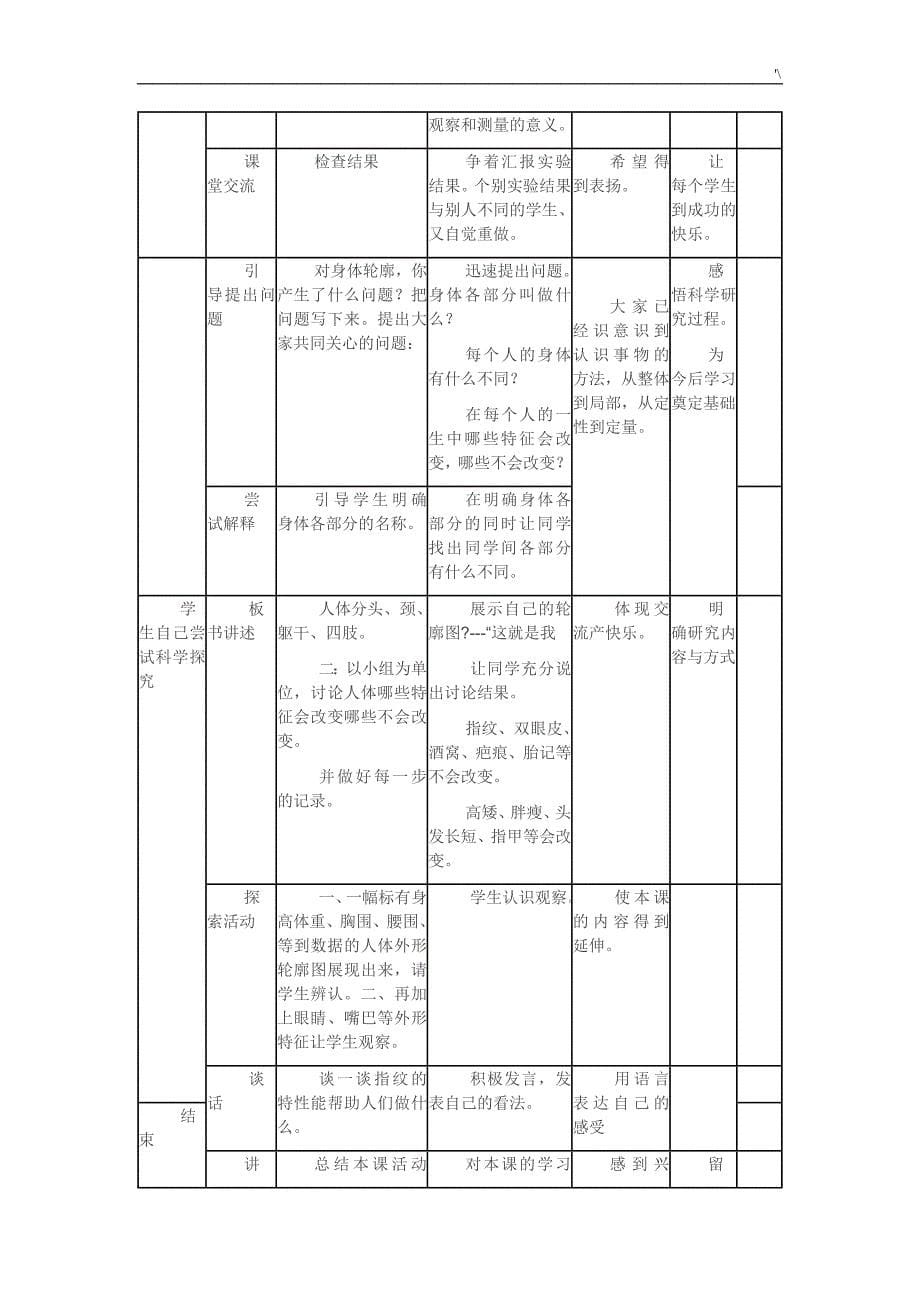 冀教出版小学科学三年级上册教学方针设计_第5页