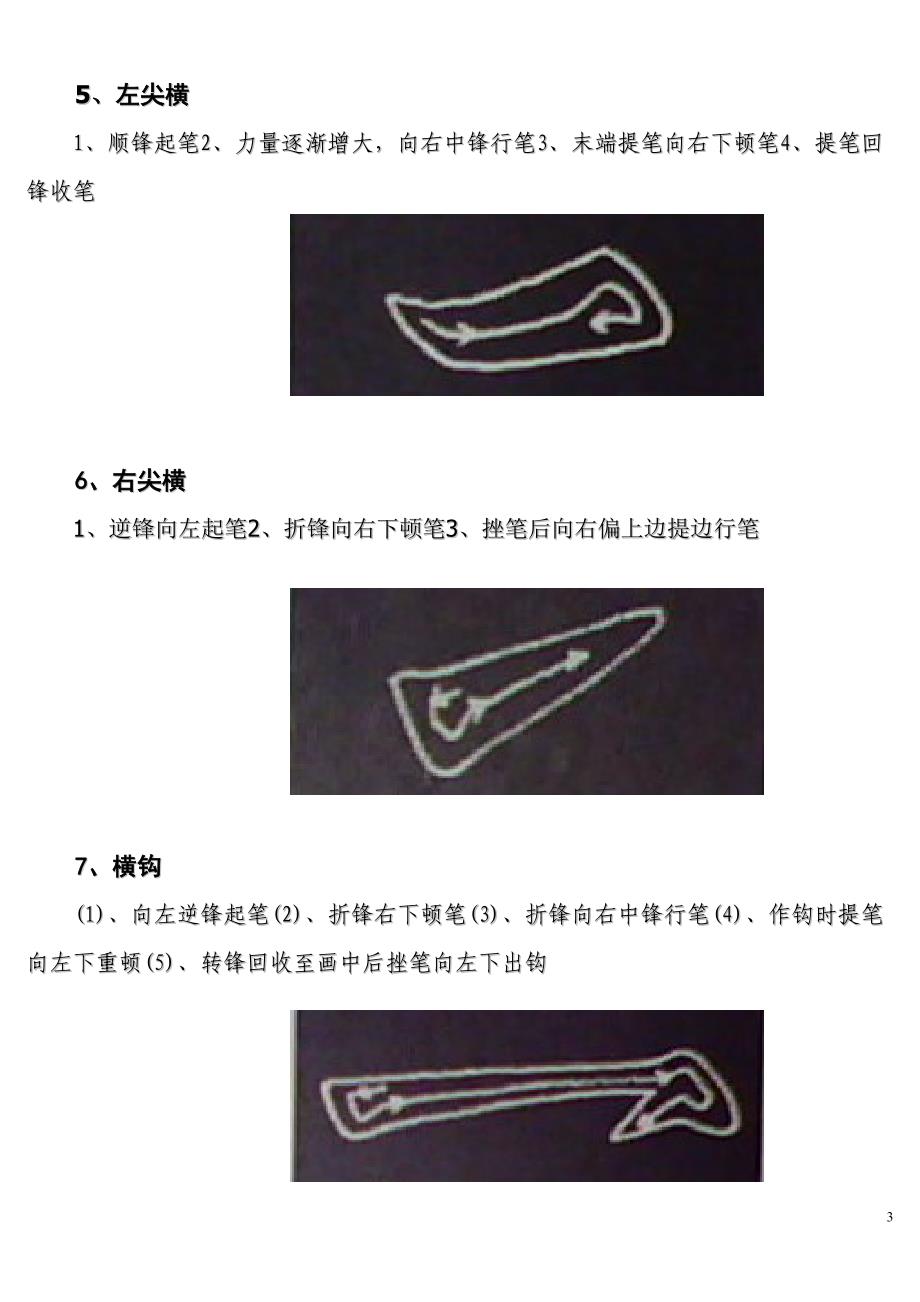 毛笔字基本笔画入门资料_第3页