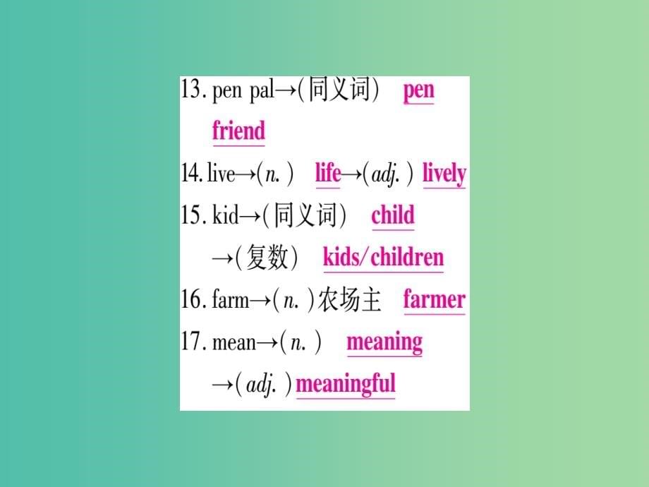 中考英语总复习 第一篇 教材系统复习 考点精讲2 七上 unit 3-4课件 仁爱版_第5页