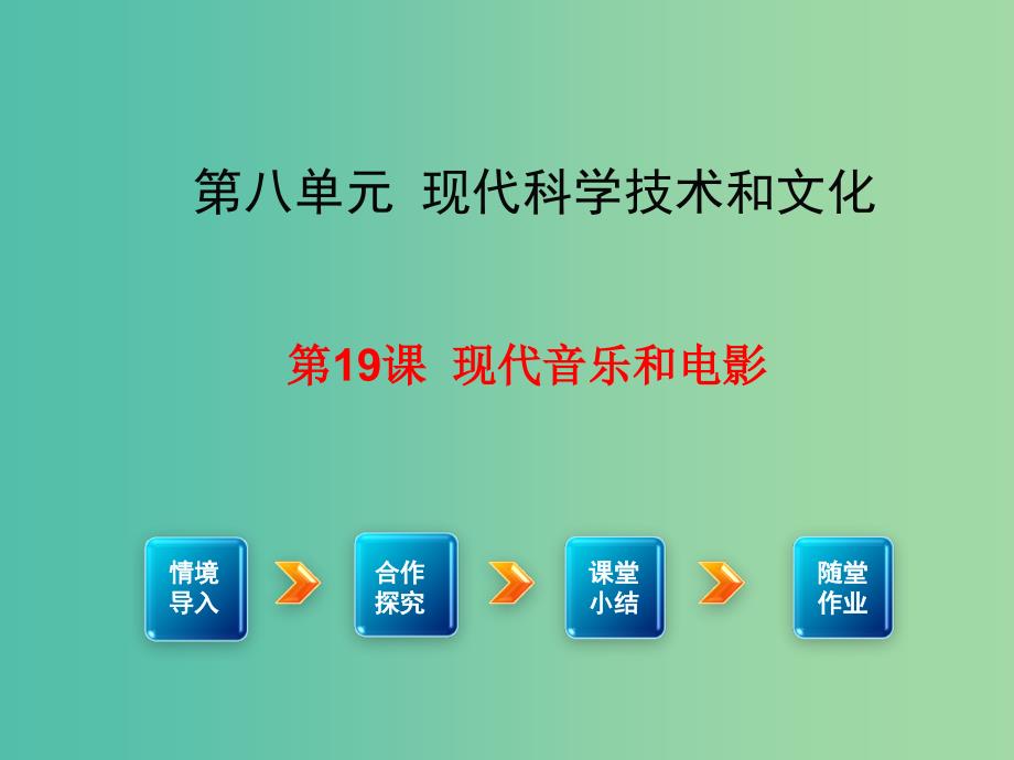 九年级历史下册 第19课 现代音乐和电影 课件1 新人教版_第1页