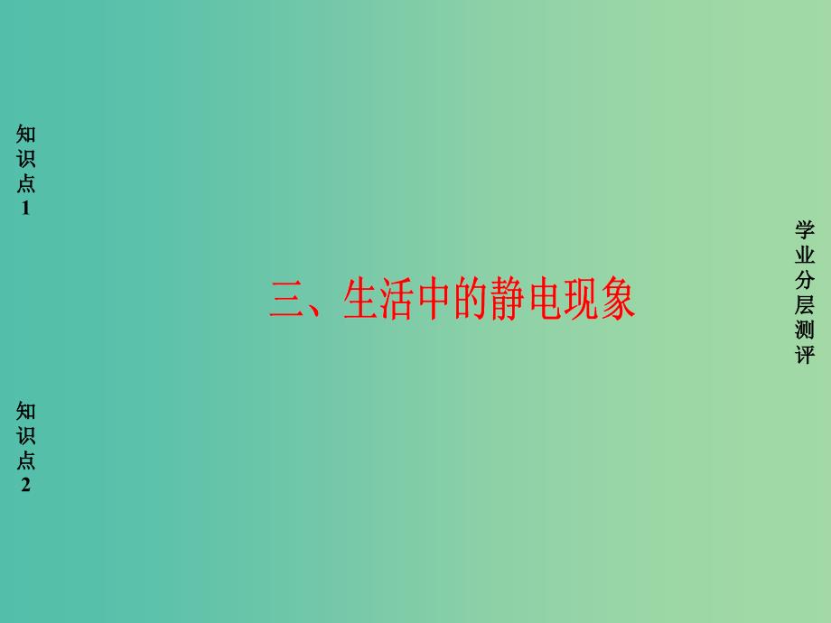 高中物理 第1章 电场电流 3 生活中的静电现象课件 新人教版选修1-1_第1页