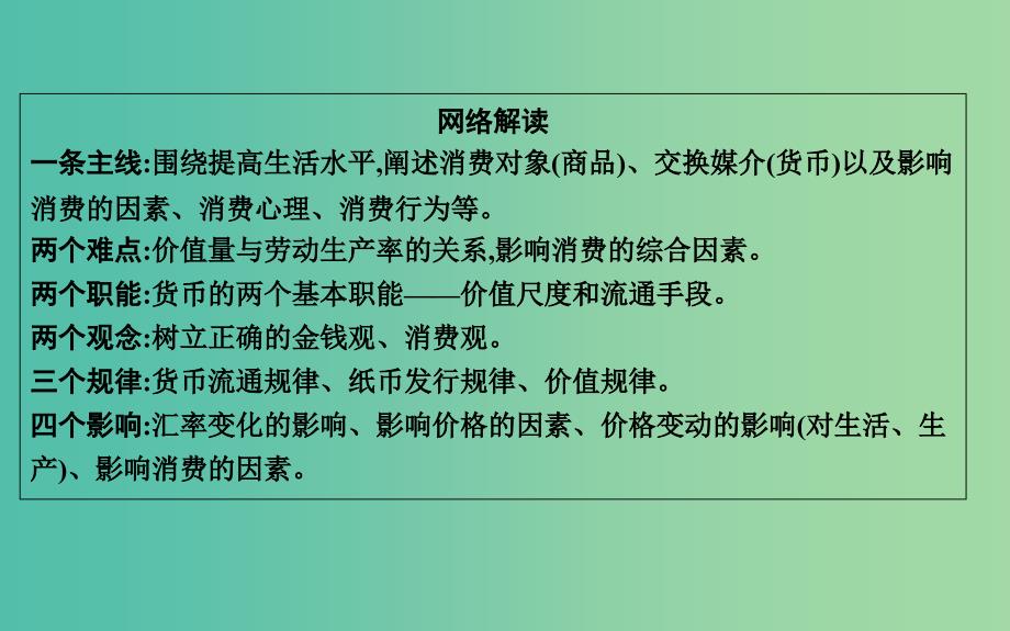 高考政治第一轮复习第一单元生活与消费单元总结课件新人教版_第3页