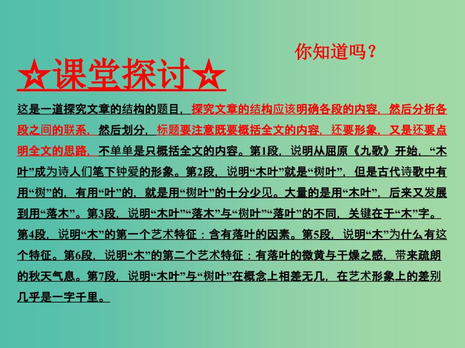 高中语文 专题09 说“木叶”课件（提升版）新人教版必修5_第4页