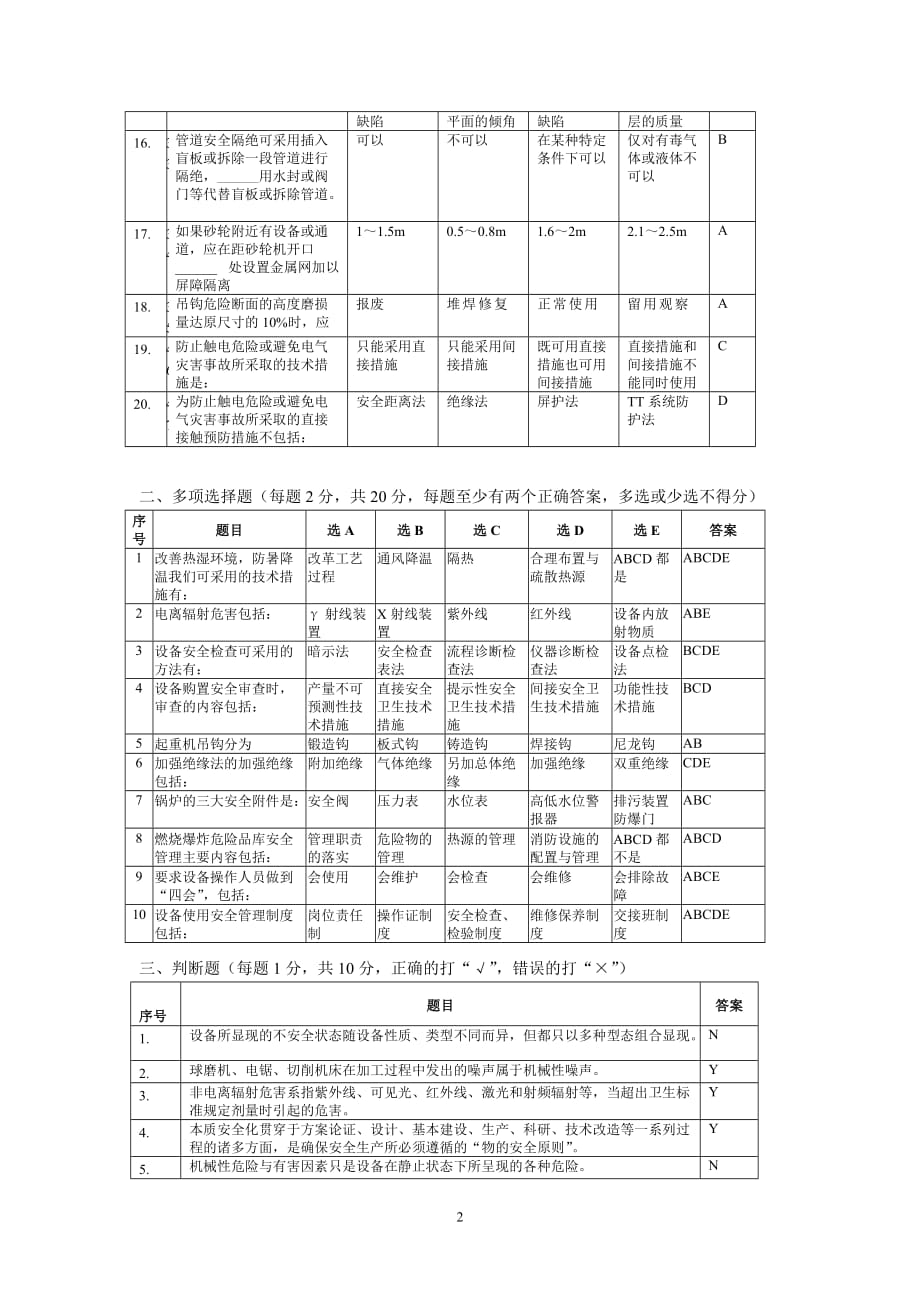深圳市中级安全主任培训模拟试题(3)_第2页