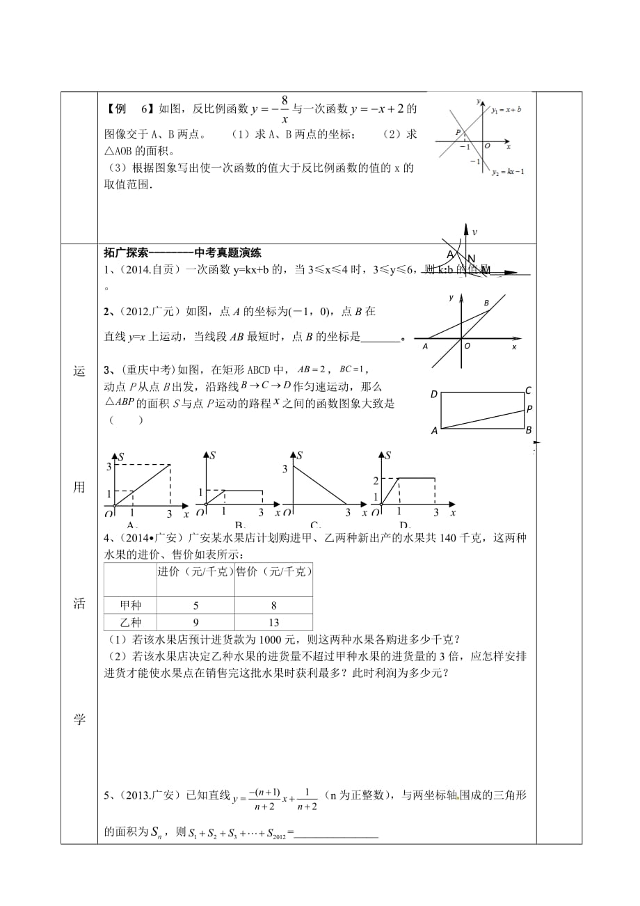 （教育精品）导学案 一次函数中考复习_第4页