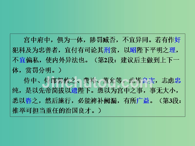 中考语文 第一部分 古诗文阅读 专题2 课内文言文阅读 第25篇 出师表复习课件 新人教版_第4页