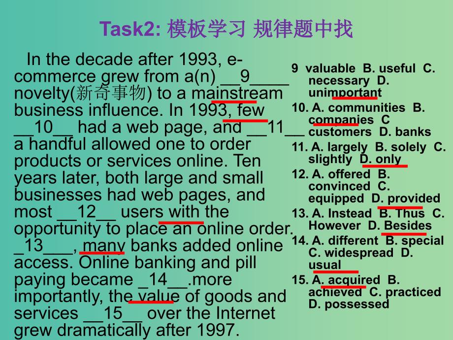 高考英语 话题式精析完型填空解题技巧和解题方法 topic14 popular science and modern technology课件_第4页