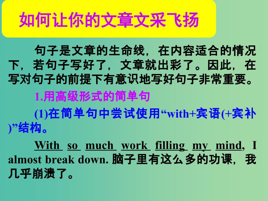 高考英语总复习 第一部分 如何让你的文章文采飞扬课件 新人教版_第1页