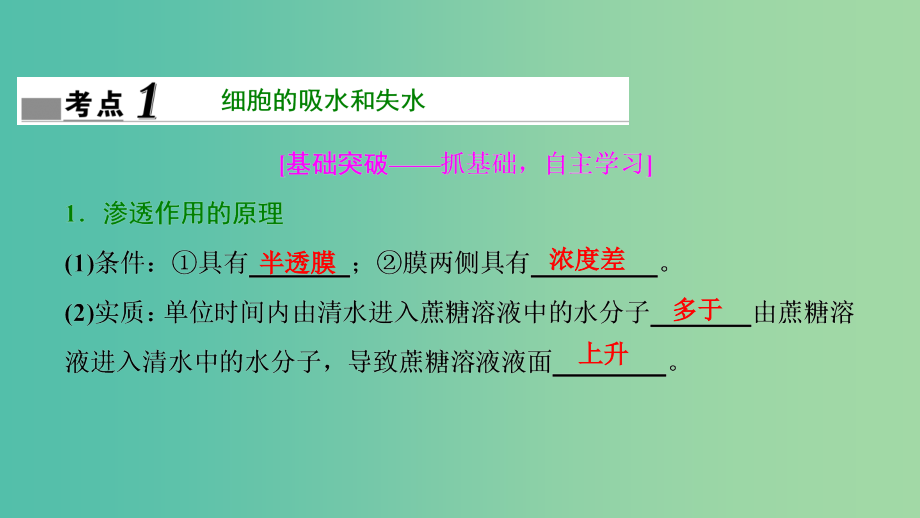 高考生物大一轮复习第二单元细胞的结构与物质的输入和输出第3讲物质跨膜运输的实例和方式课件_第3页