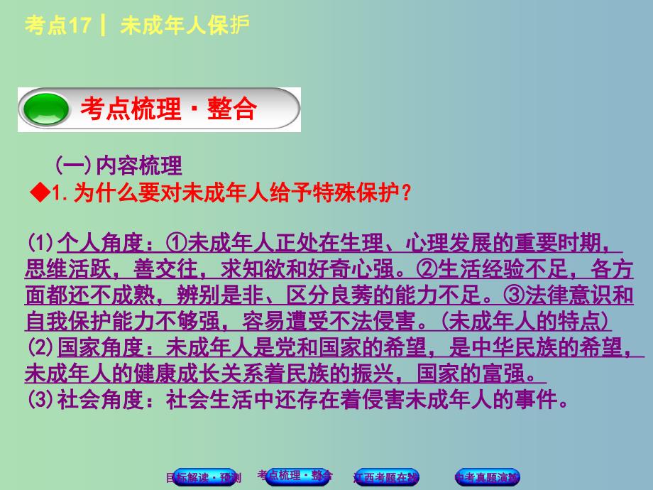 中考政治复习方案第二单元法律与秩序考点17未成年人保护教材梳理课件_第3页