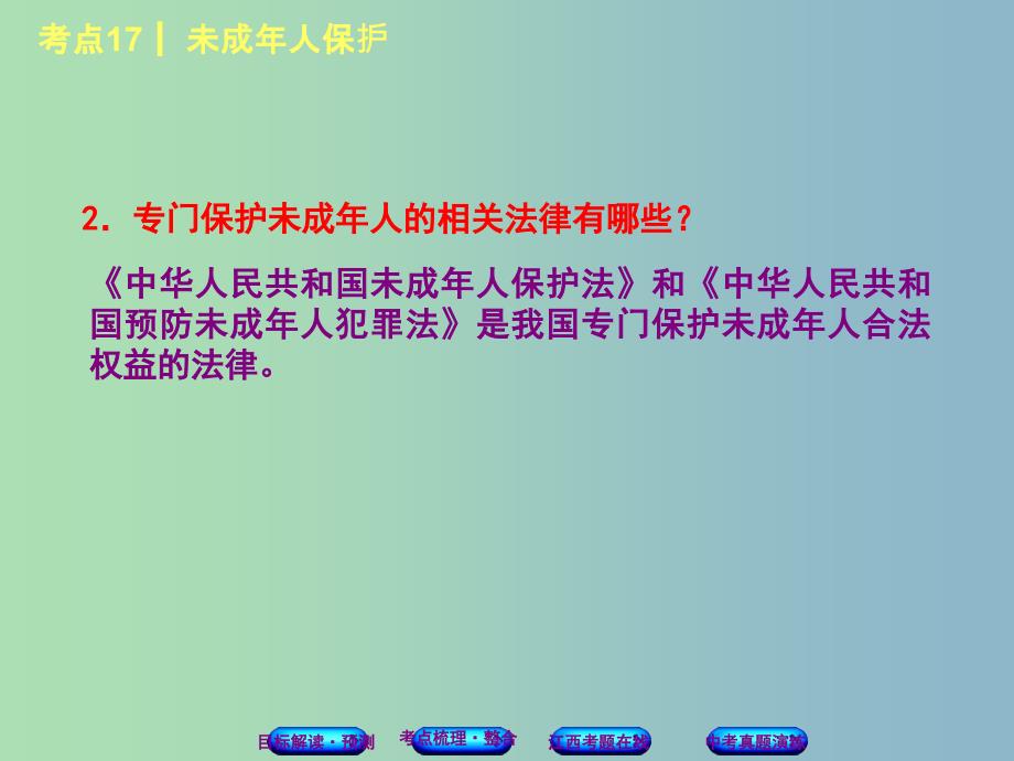 中考政治复习方案第二单元法律与秩序考点17未成年人保护教材梳理课件_第4页